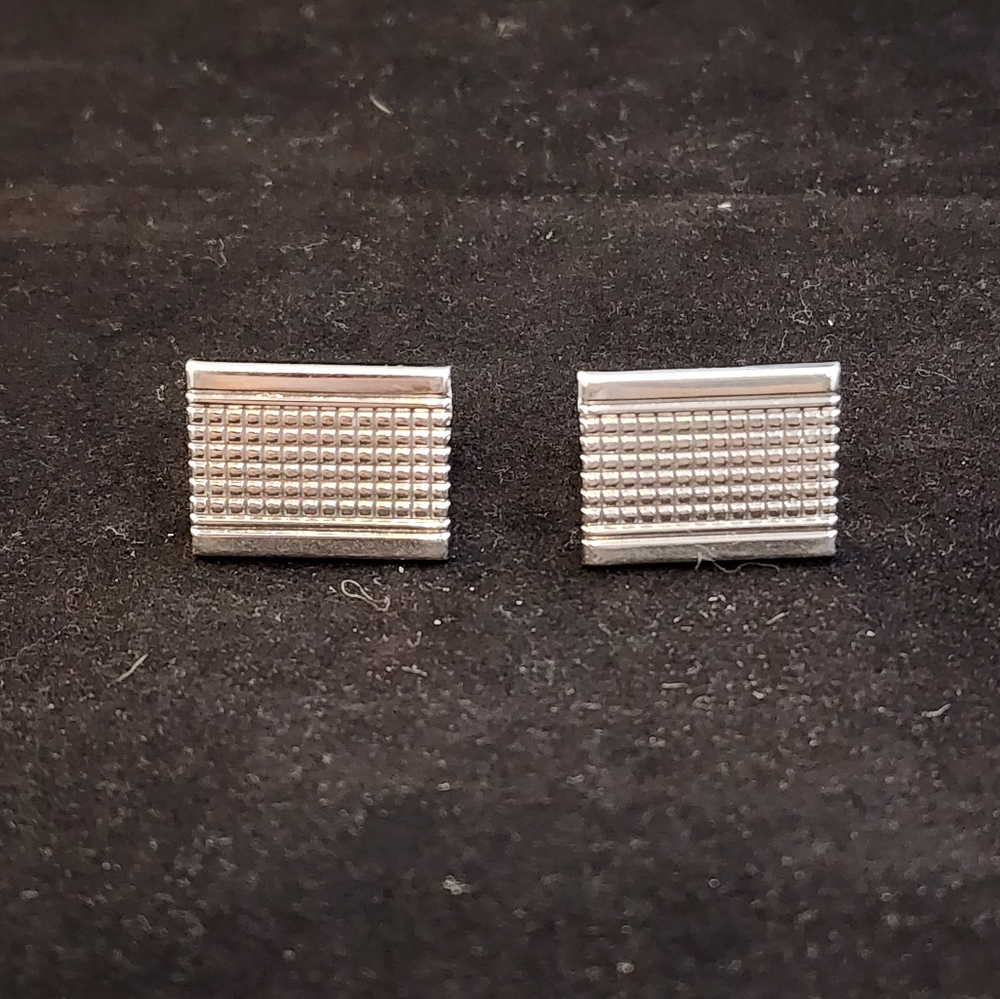 Swank Rectangular Silver Tone Cufflinks - image 1